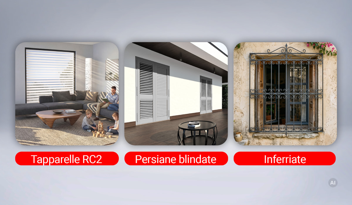 Confronto persiana blindata, Alika Flat RC2 e inferriata